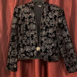 INC International Concepts Black Blazer with Gold Accents